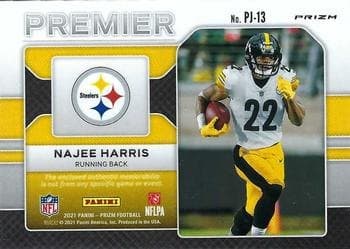 Panini card back with a Pittsburgh Steelers logo patch above the printed disclaimer that the memorabilia is not from any specific game or event