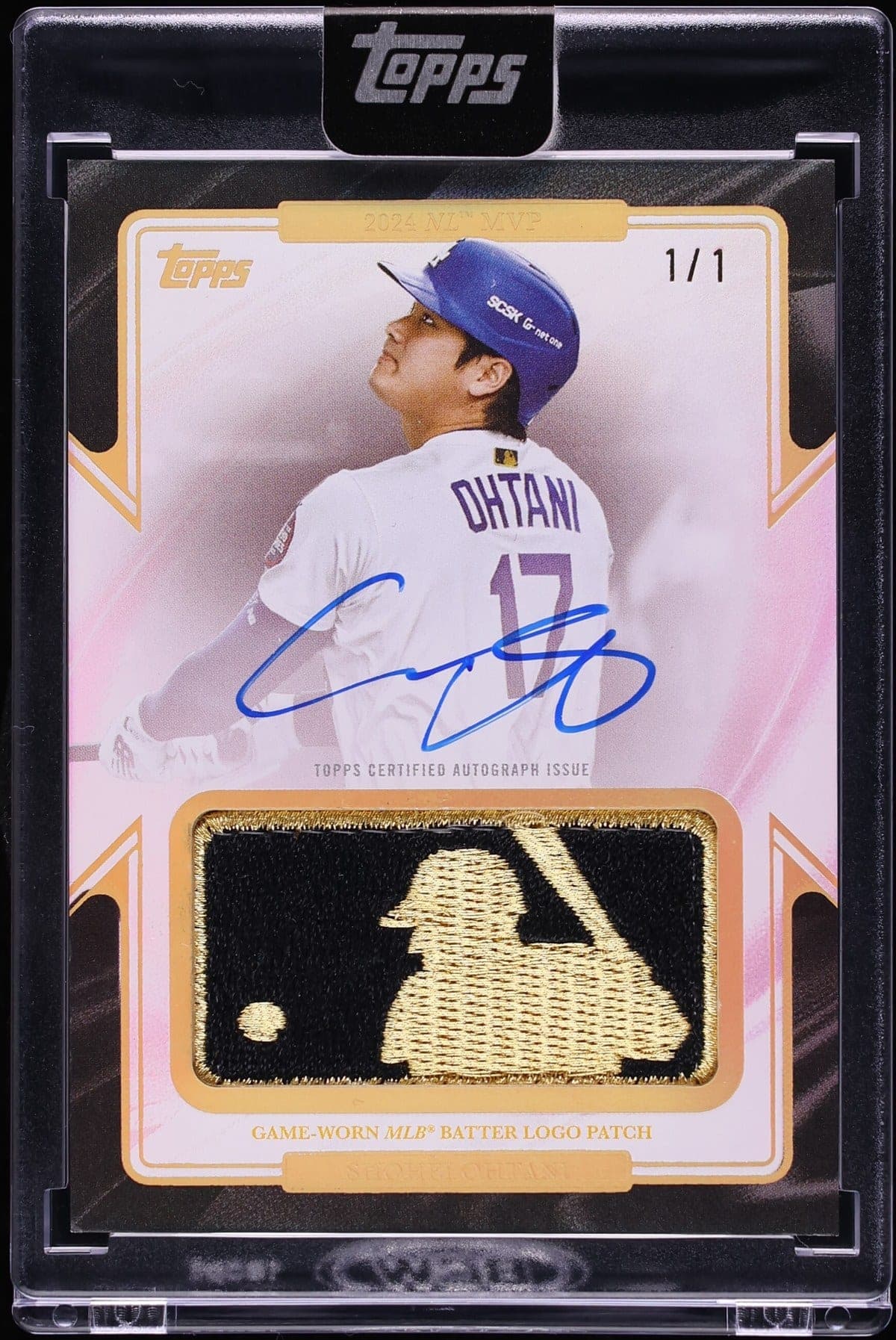 Shohei Ohtani gold MLB logoman patch autograph one-of-one card