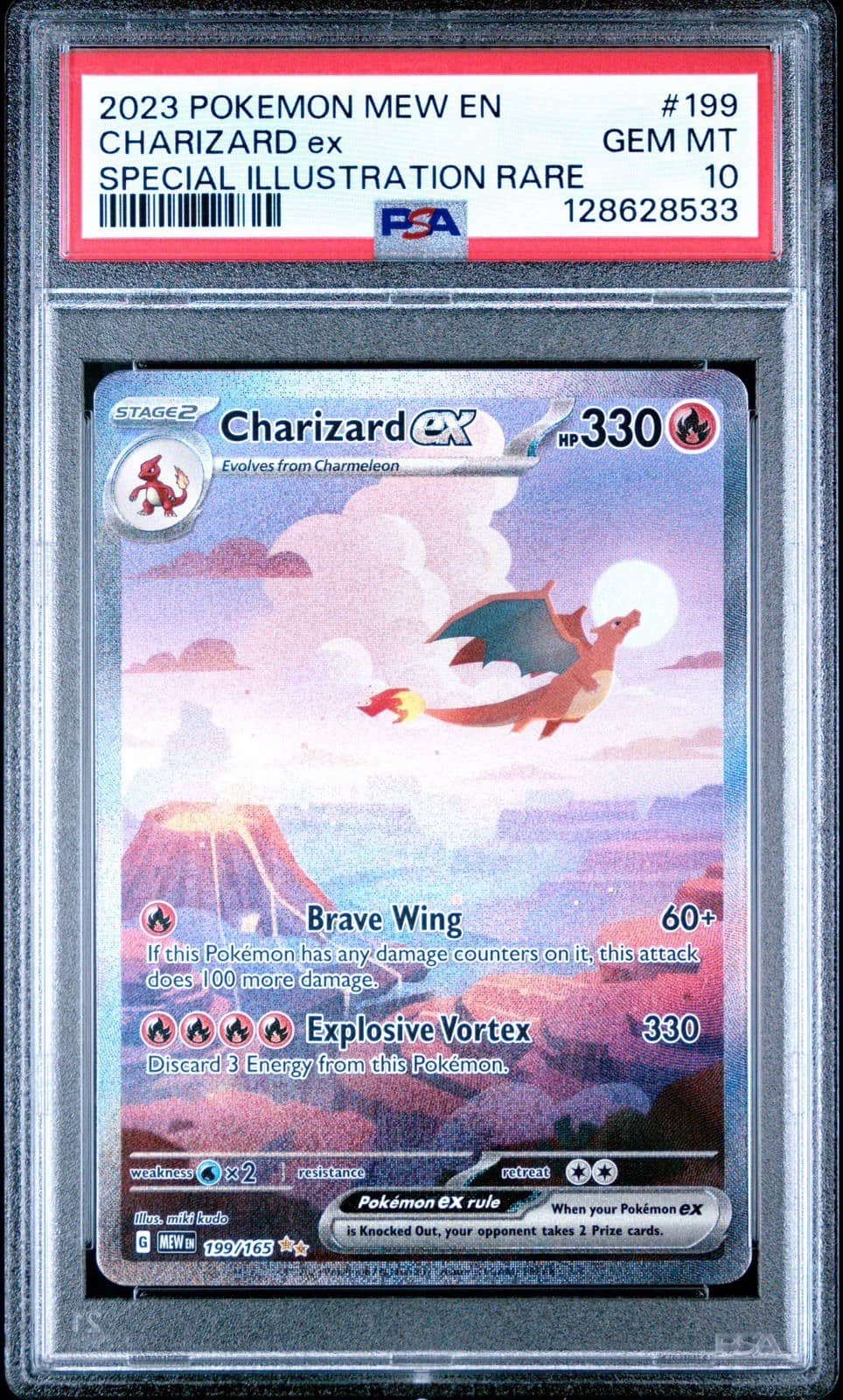 Charizard ex Special Illustration Rare number 199 from Pokemon 151, in a PSA 10 holder