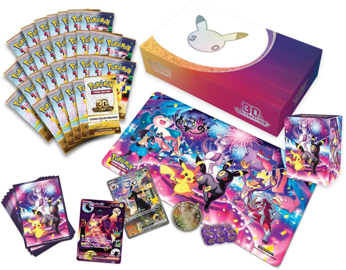 The 30th Celebration Ultra-Premium Collection with booster packs, playmat and accessories