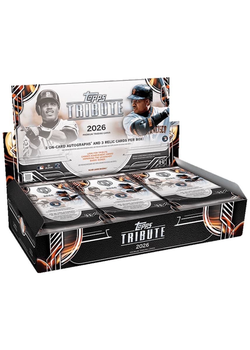 2026 Topps Tribute Baseball hobby box shown on an official Topps EQL launch page