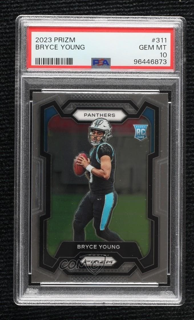 Bryce Young's 2023 Panini Prizm rookie card, number 311, in a PSA 10 holder