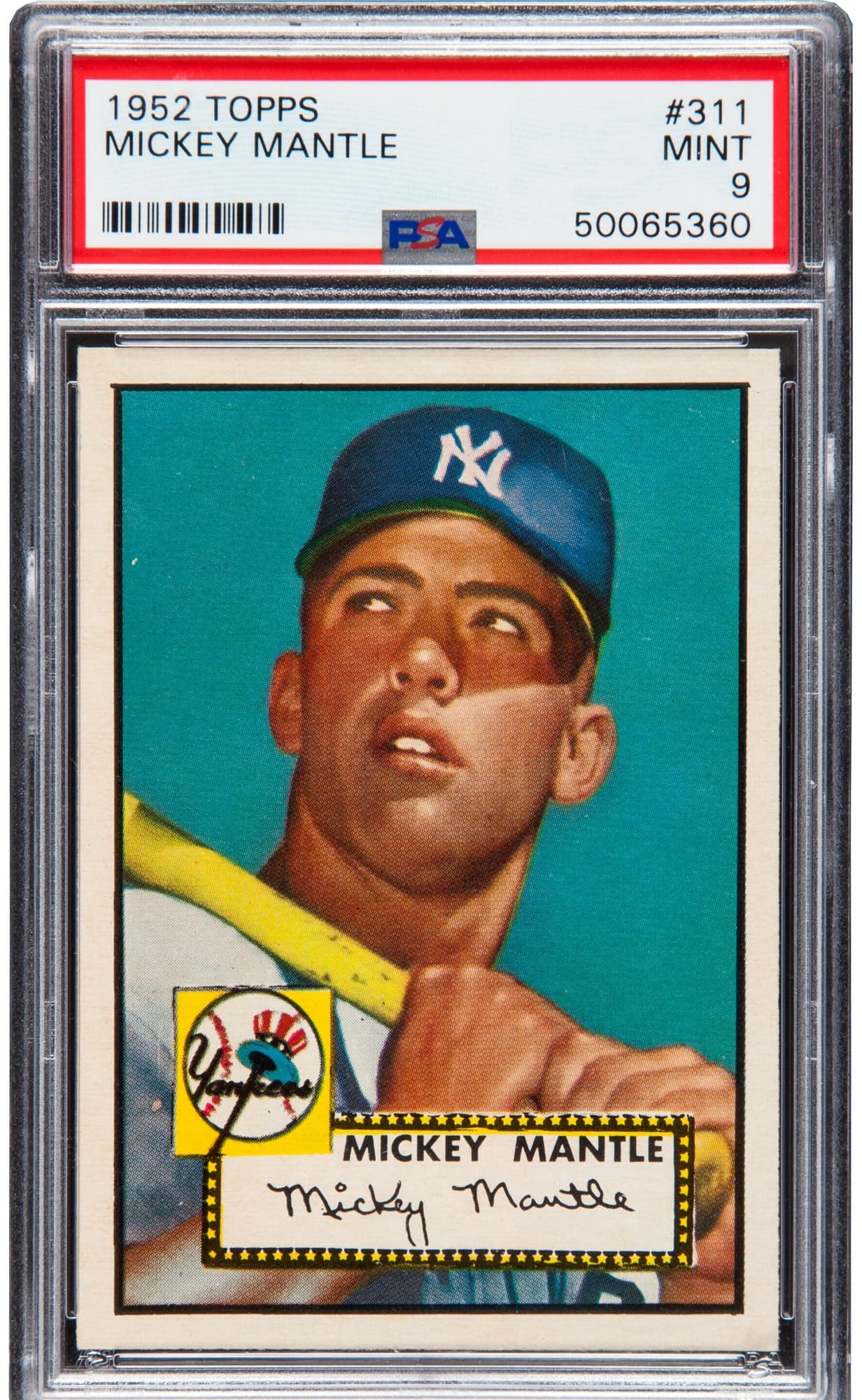 1952 Topps Mickey Mantle #311 in a PSA 9 slab