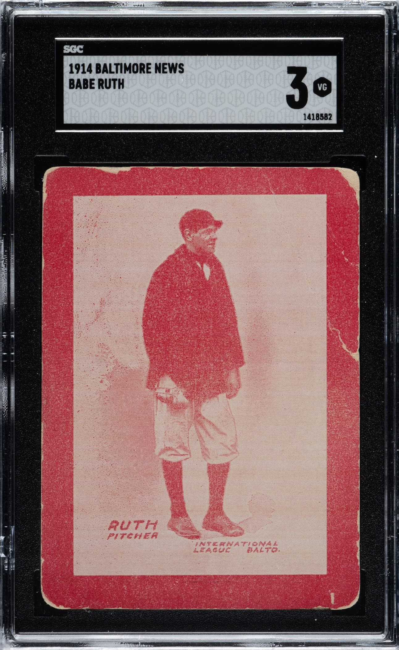 1914 Baltimore News Babe Ruth in an SGC 3 slab