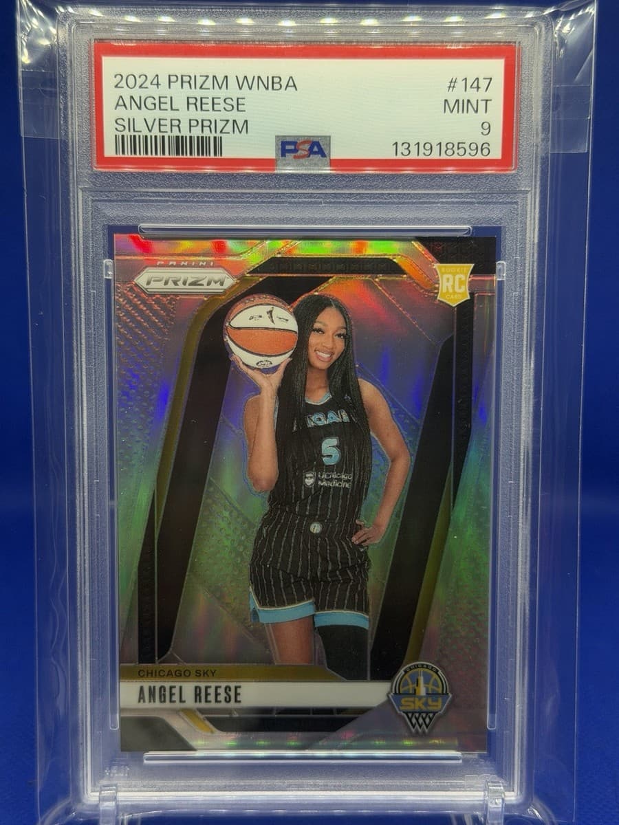 Angel Reese's 2024 Panini Prizm WNBA Silver Prizm rookie, #147, in a PSA 9 slab