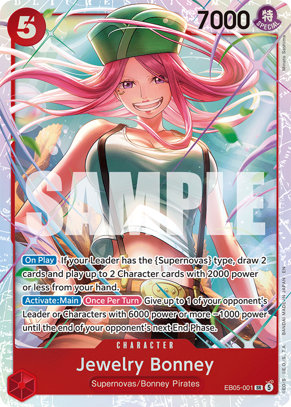 Jewelry Bonney EB05-001, One Piece Card Game Extra Booster Heroines Edition Vol. 2, Bandai sample image.
