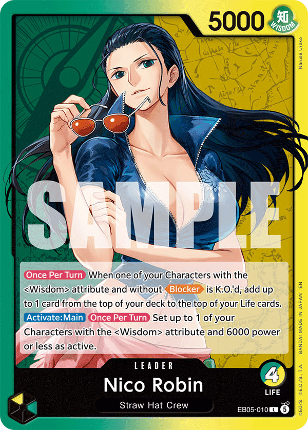 Nico Robin EB05-010, One Piece Card Game Extra Booster Heroines Edition Vol. 2, Bandai sample image.