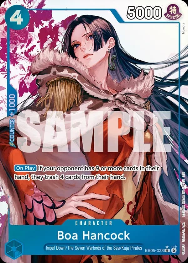 Boa Hancock EB05-028 style Rare, One Piece Card Game Extra Booster Heroines Edition Vol. 2, Bandai sample image.