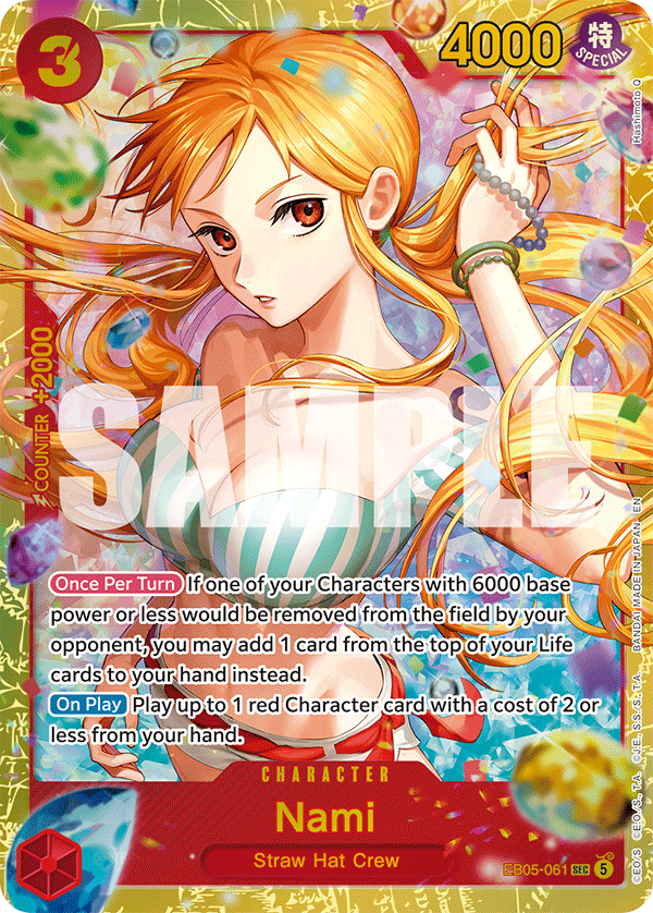 Nami EB05-061, One Piece Card Game Extra Booster Heroines Edition Vol. 2, Bandai sample image.