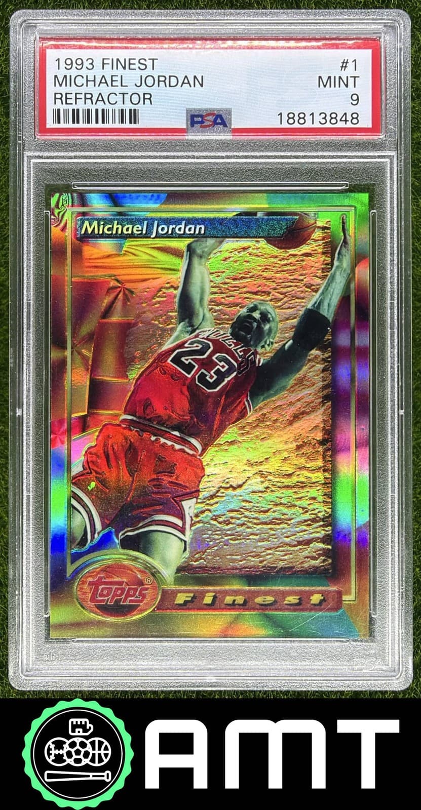 1993-94 Topps Finest Refractor Michael Jordan #1 in a PSA 9 slab, the copy closing on eBay tonight.