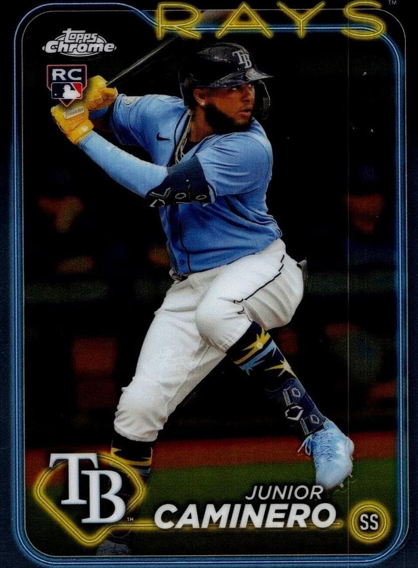 Junior Caminero 2024 Topps Chrome #213 rookie card, Tampa Bay Rays