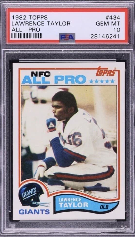 Lawrence Taylor 1982 Topps All-Pro rookie, No. 434, in a PSA 10 slab
