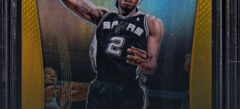 The 2012-13 Panini Prizm Gold /10 Kawhi Leonard rookie, BGS Pristine 10, a cited sale of $561,210 at Goldin in March 2026. Card image: Figoca.