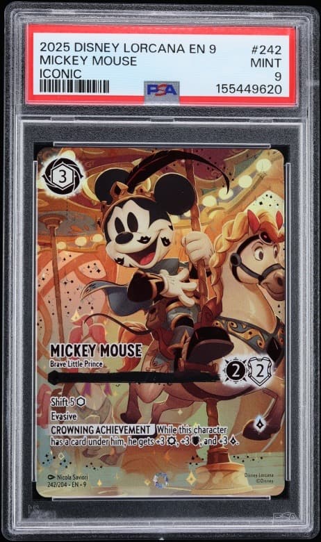 A PSA 9 Iconic Mickey Mouse, Brave Little Prince, number 242, from Fabled