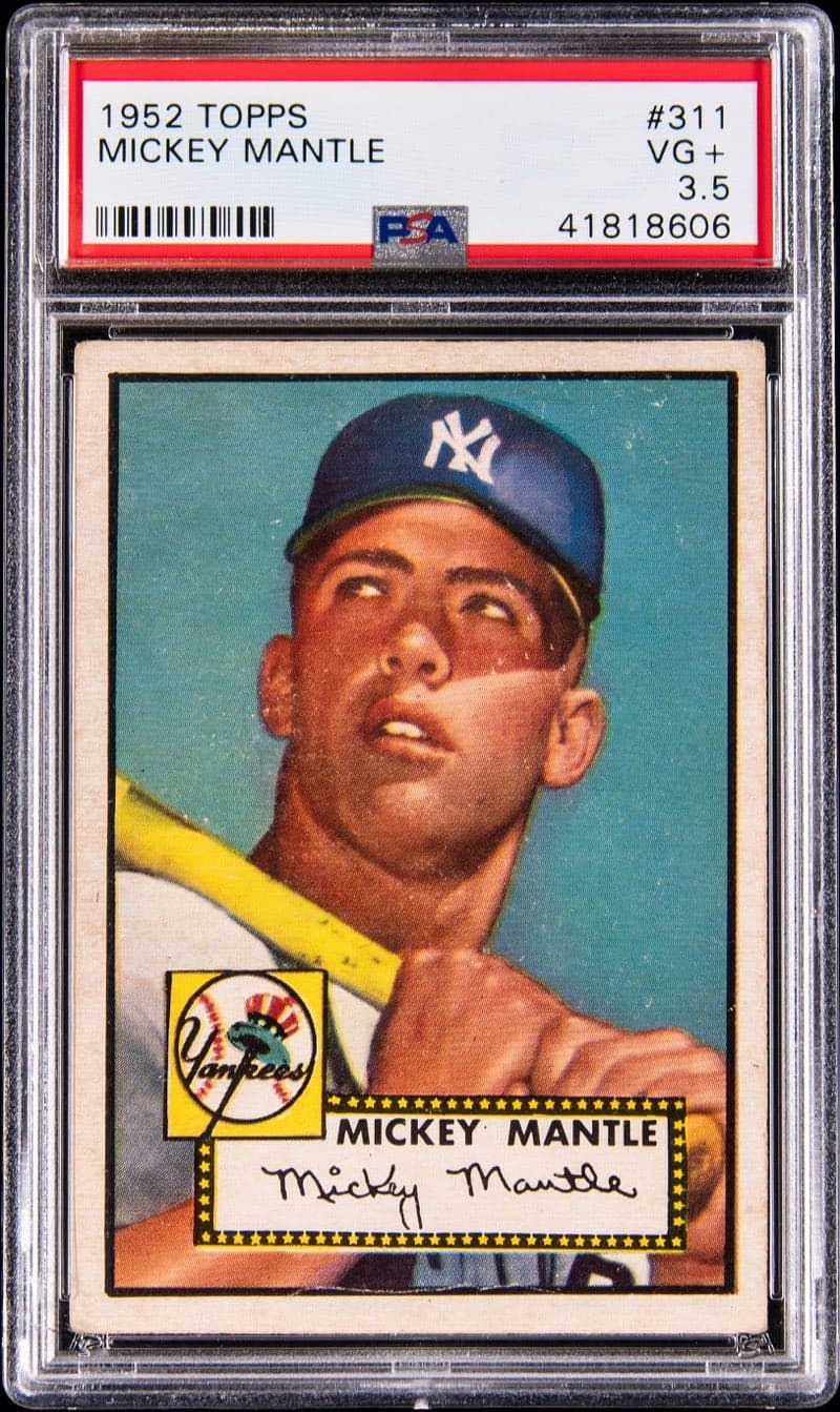 The 1952 Topps #311 Mickey Mantle in a PSA VG+ 3.5 slab, cert 41818606, the copy Goldin sold on October 10. Card image: Goldin lot photo.