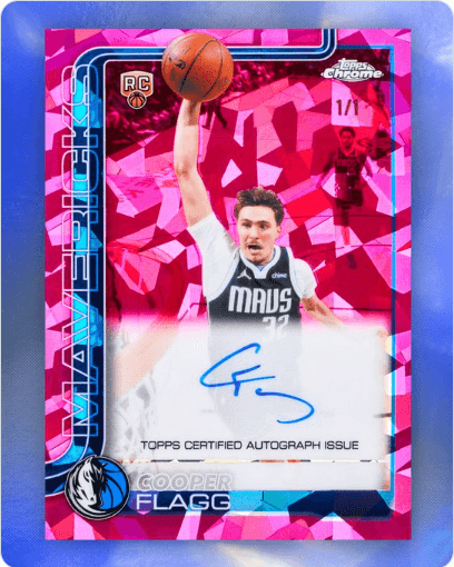 Cooper Flagg 2025-26 Topps Chrome Update Sapphire Edition rookie autograph 1/1. Photo: Topps.