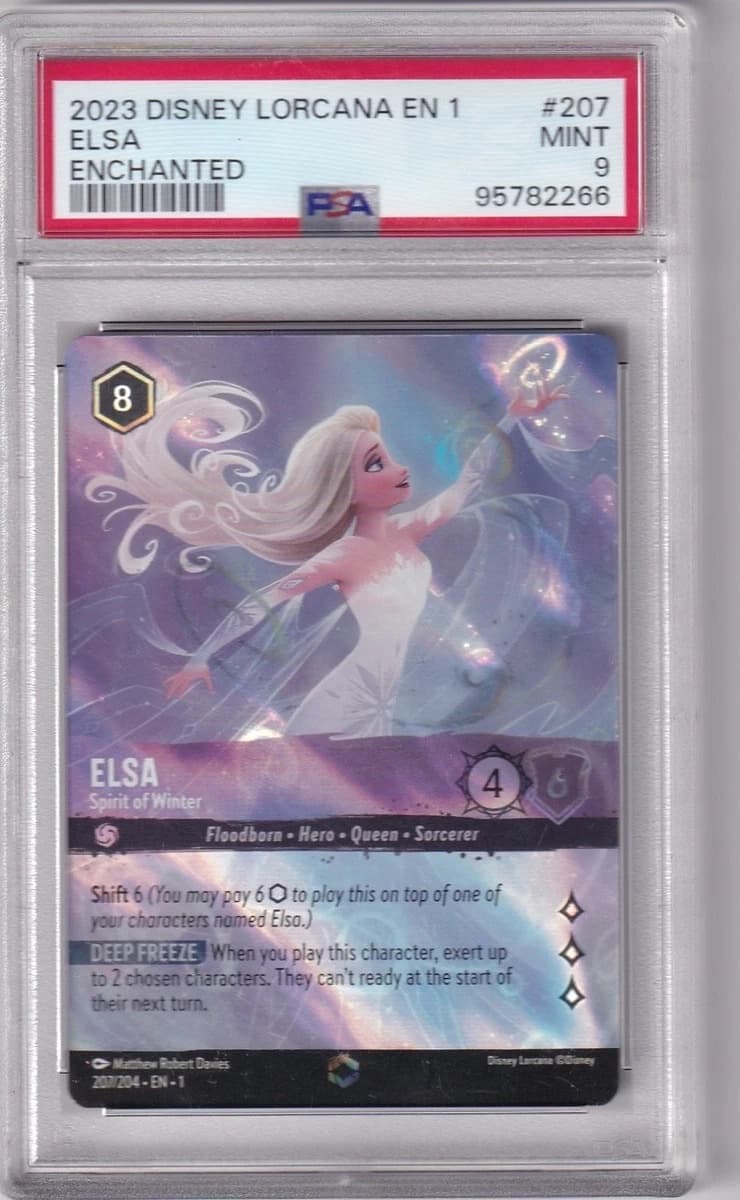 A PSA 9 Enchanted Elsa, Spirit of Winter, number 207, from The First Chapter