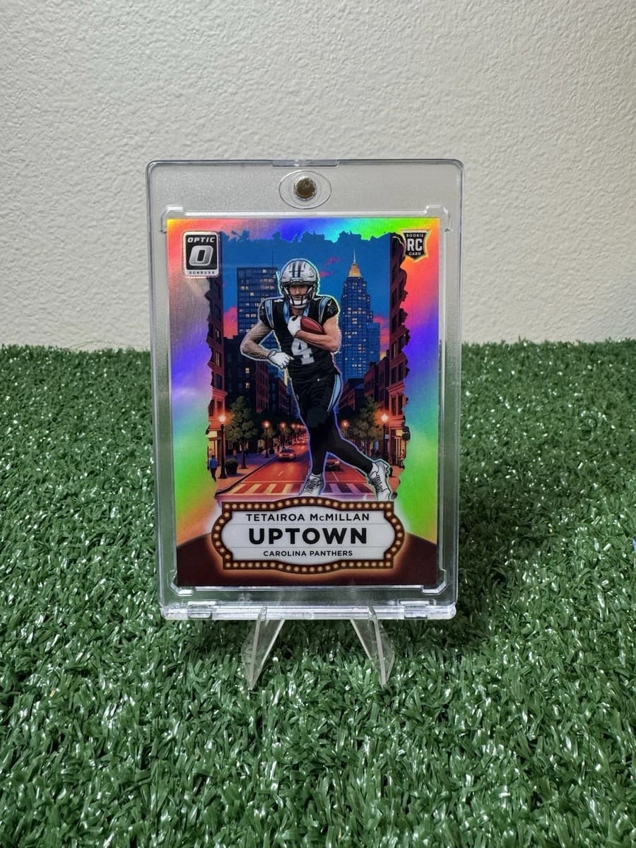 A raw 2025 Donruss Optic Uptown Tetairoa McMillan rookie, No. 20