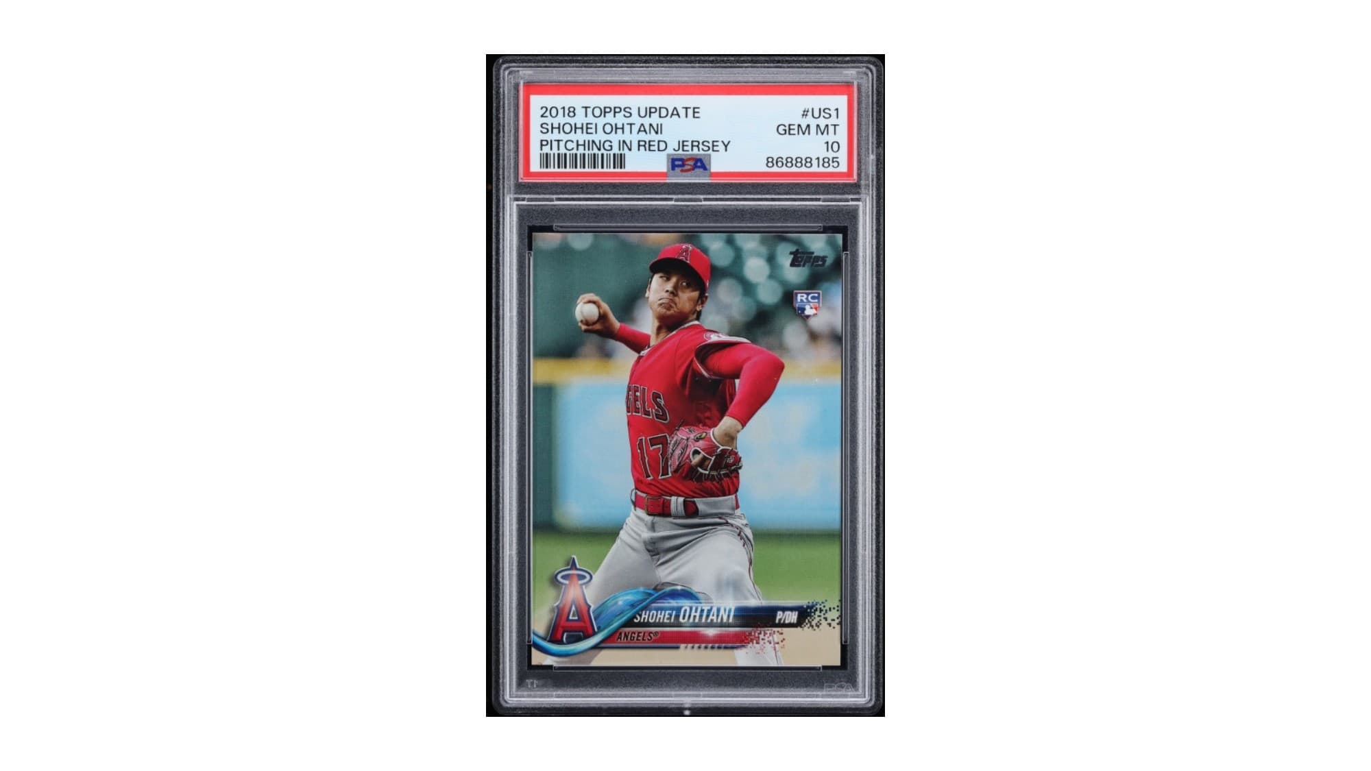 Shohei Ohtani 2018 Topps Update #US1 rookie card in a PSA 10 Gem Mint slab