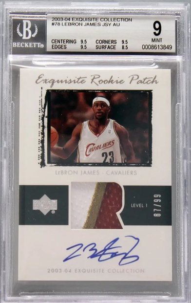 2003-04 Exquisite LeBron James rookie patch autograph, the tier's exemplar