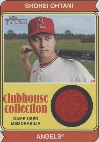 Topps Heritage Ohtani plain red game-used swatch, the tier's exemplar