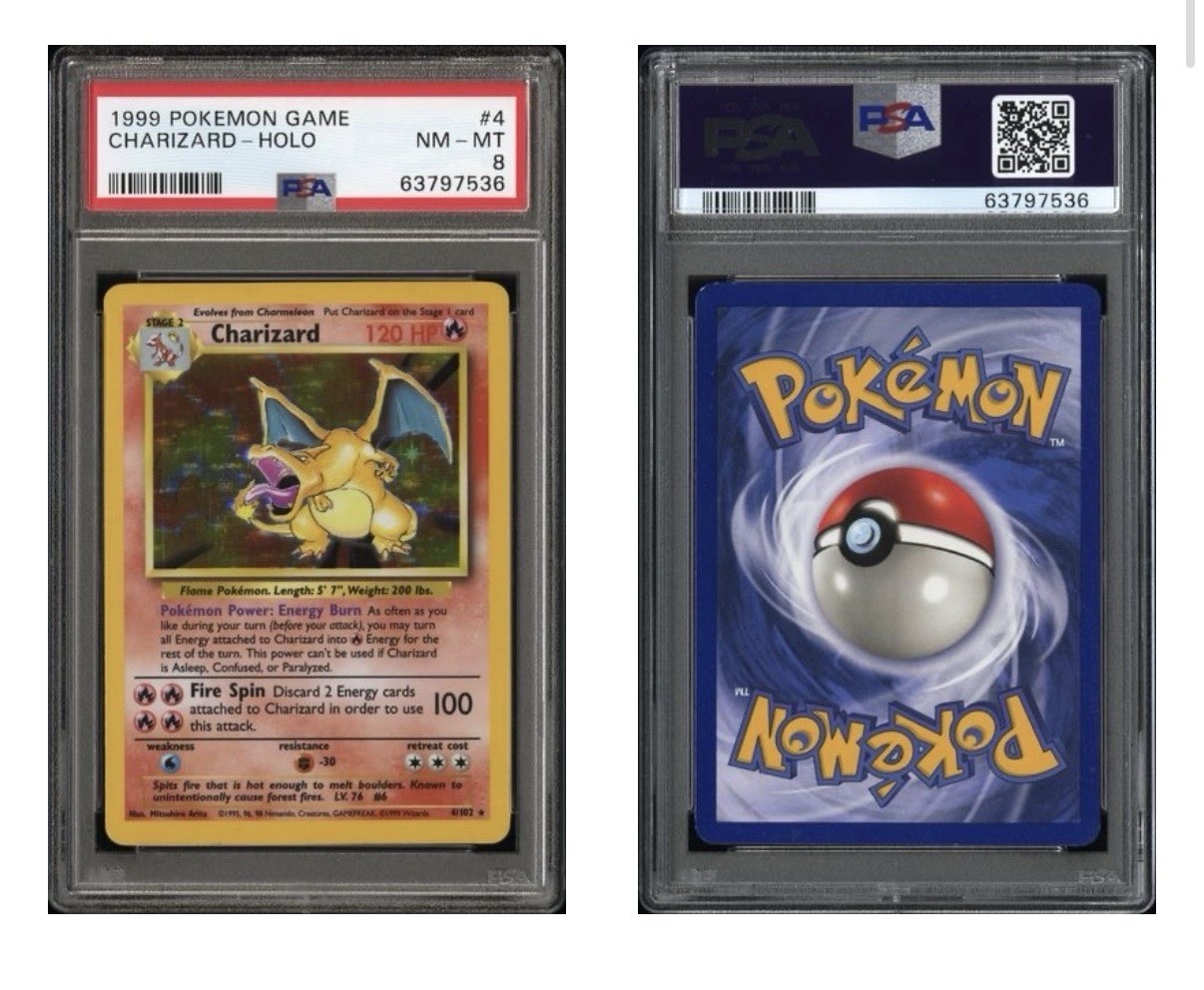 1999 Base Set Charizard #4/102, PSA 8. Photo: eBay listing.
