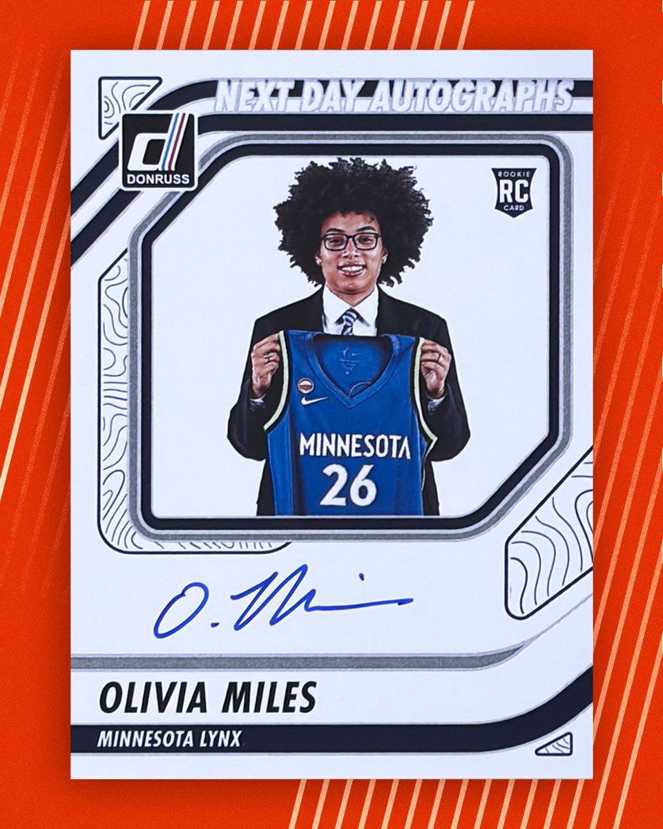 2026 Donruss WNBA Next Day Autographs Olivia Miles rookie. Photo: Panini America, on X.