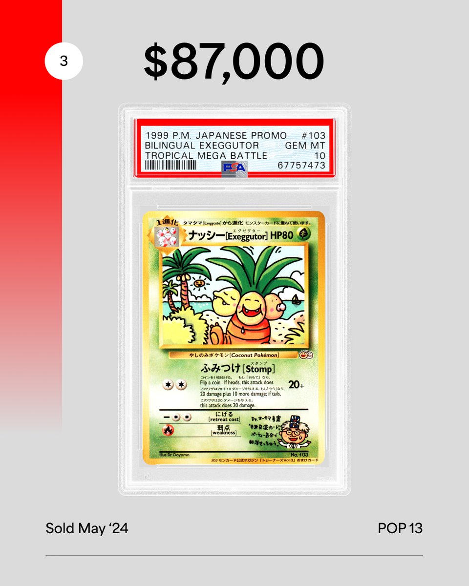 1999 Tropical Mega Battle Exeggutor promo, PSA 10. Photo: PSA, on X.