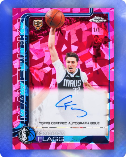Cooper Flagg 2025-26 Topps Chrome Update Sapphire Edition rookie autograph 1/1. Photo: Topps.