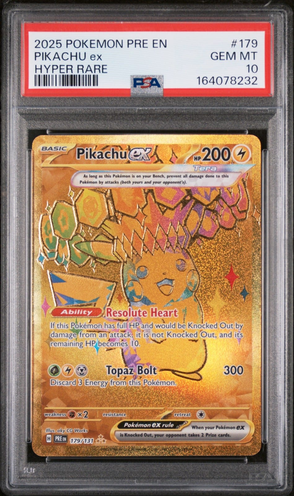 2025 Prismatic Evolutions Pikachu ex #179, PSA 10. Photo: eBay listing.
