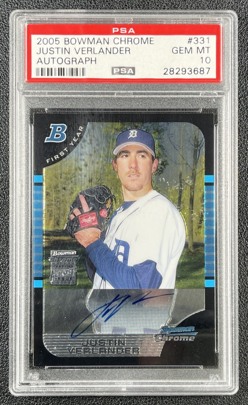 Justin Verlander 2005 Bowman Chrome #331 rookie autograph, PSA 10. Photo: eBay listing.