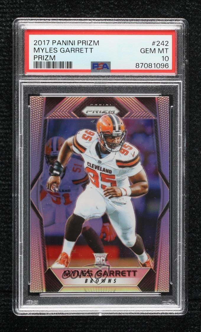 Myles Garrett 2017 Panini Prizm #242 Silver Prizm rookie, PSA 10. Photo: eBay listing.