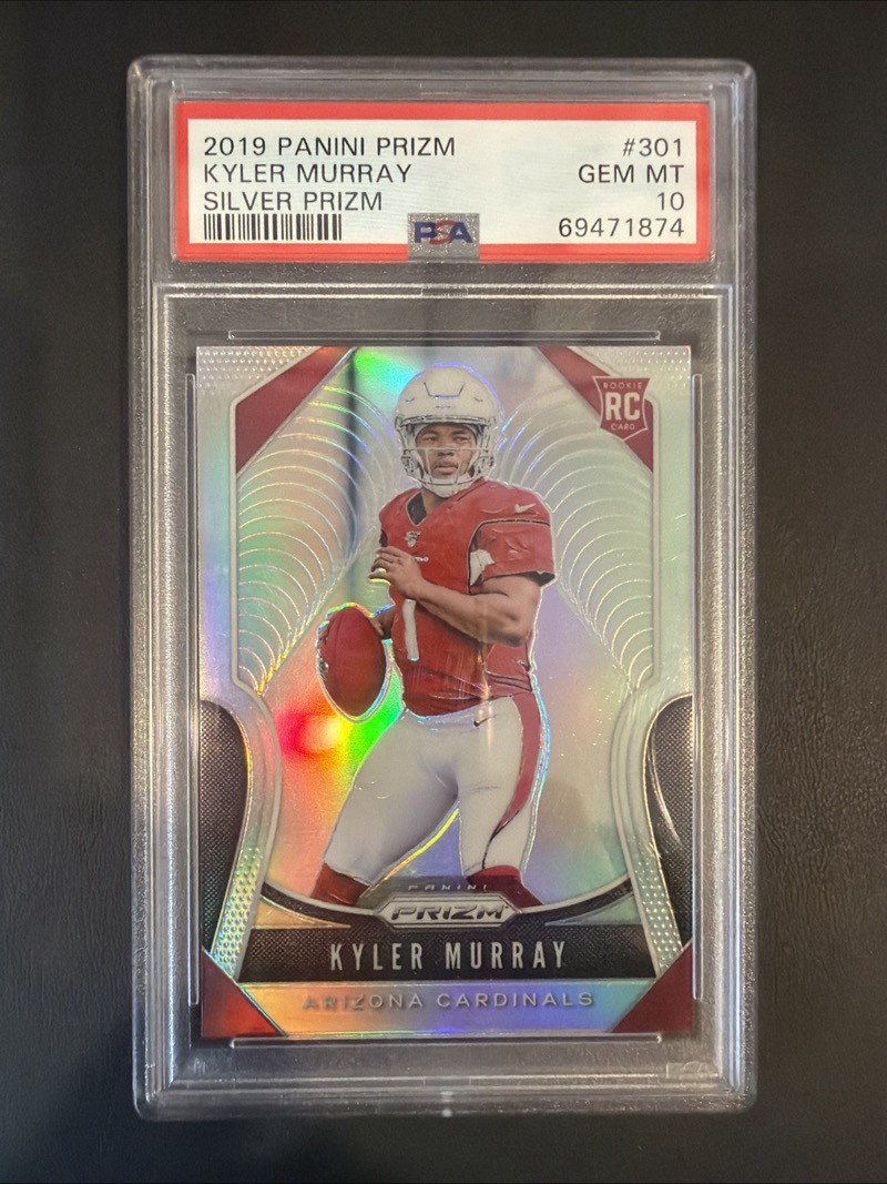 Kyler Murray 2019 Panini Prizm #301 Silver Prizm rookie, PSA 10. Photo: eBay listing.
