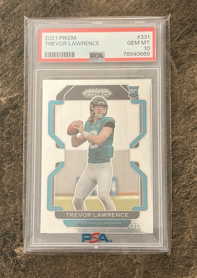 Trevor Lawrence 2021 Panini Prizm #331 rookie, PSA 10. Photo: eBay listing.