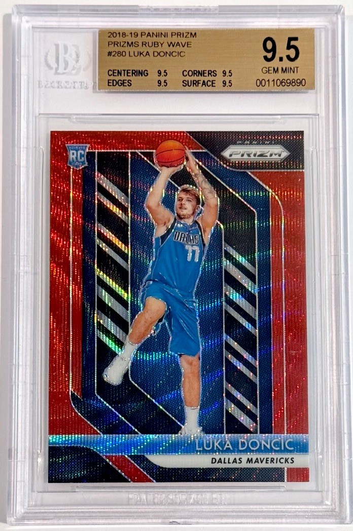 Luka Doncic 2018-19 Panini Prizm #280 Ruby Wave, BGS 9.5. Photo: eBay listing.