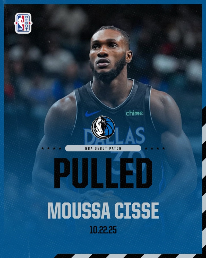 The pulled notice for Moussa Cisse's NBA Debut Patch, 2025-26 Topps Chrome Update. Photo: @Tp35Cards, on X.