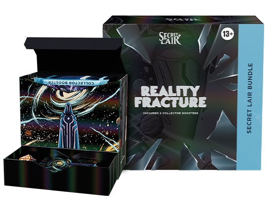 The Reality Fracture Secret Lair Bundle, open, showing the two Collector Boosters it holds. Europe's Secret Lair Bundle may arrive after October 23. Image: Wizards of the Coast.
